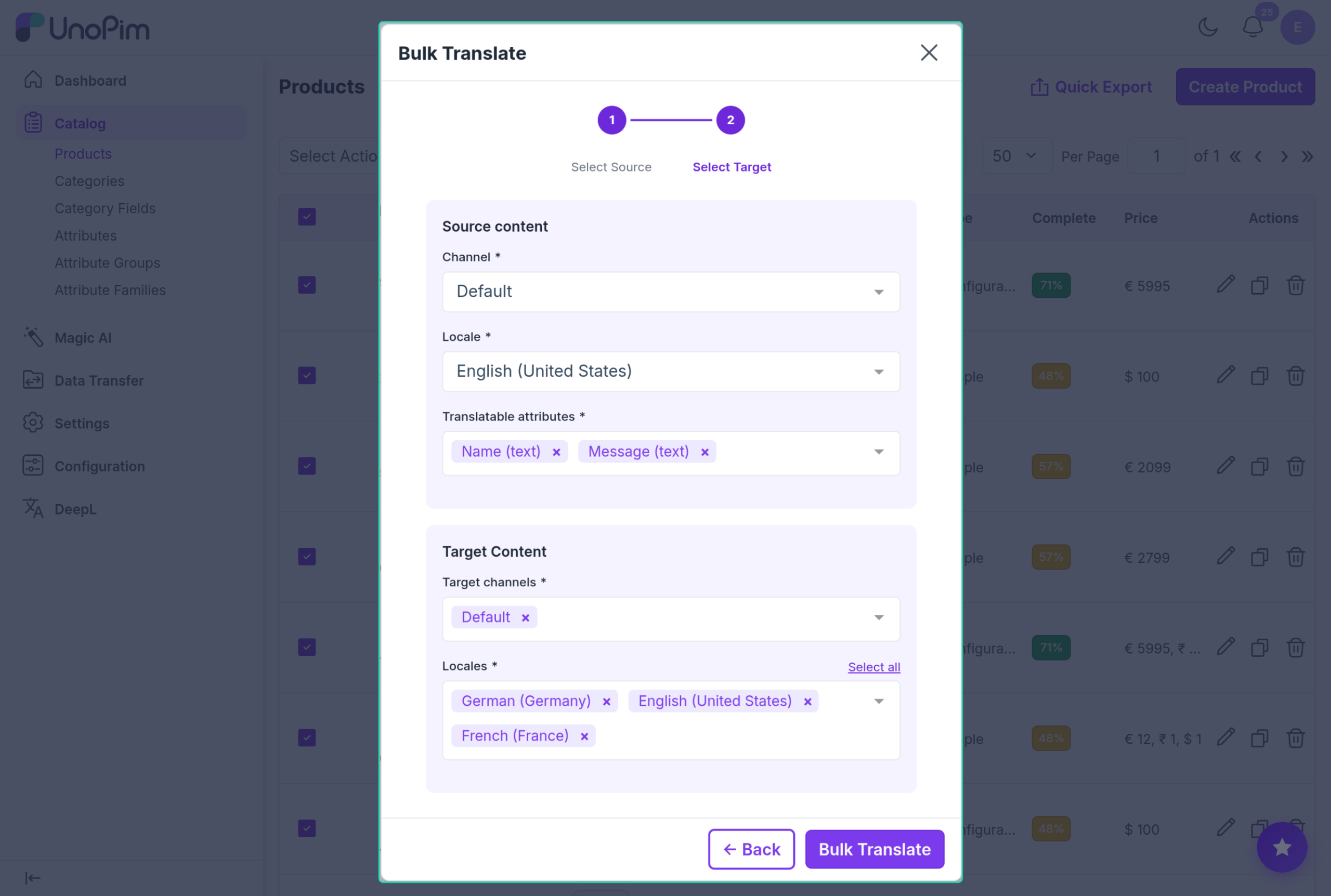 Bulk Translate wizard