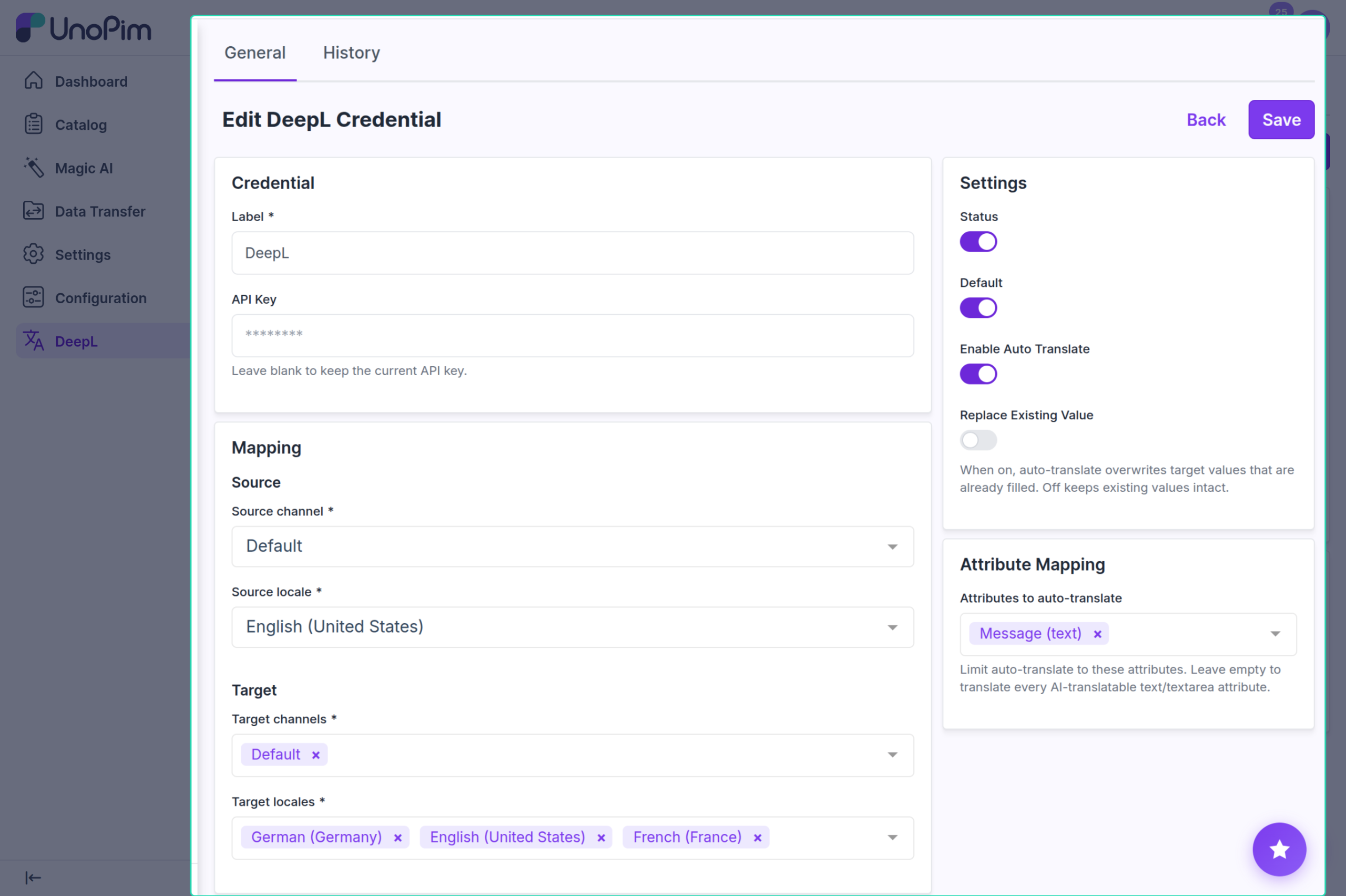 Edit credential page