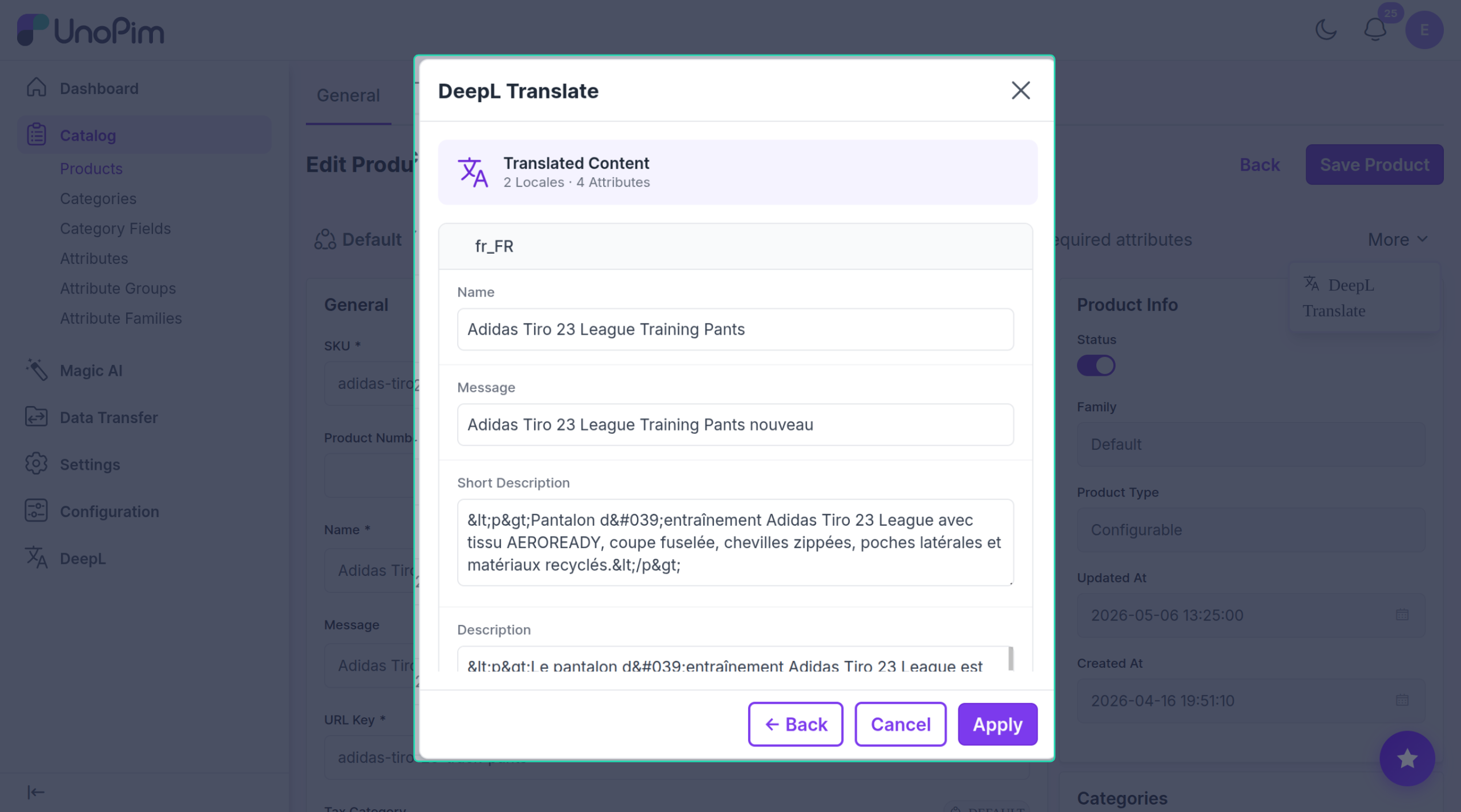 Preview translations grouped by language