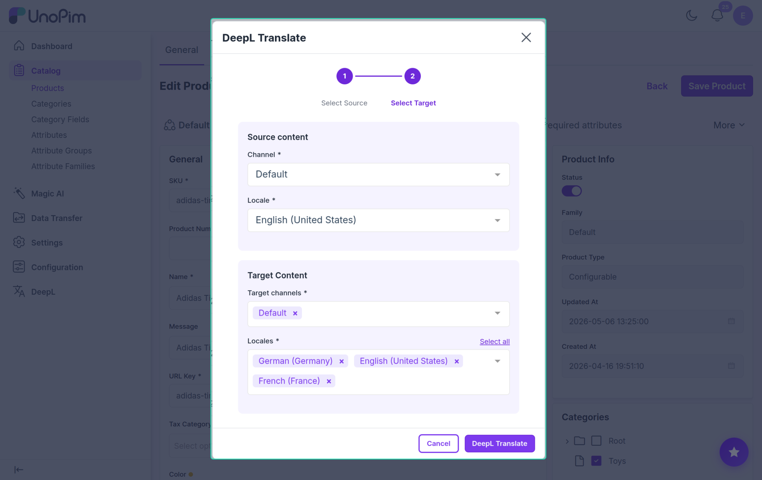 Translate one field — wizard