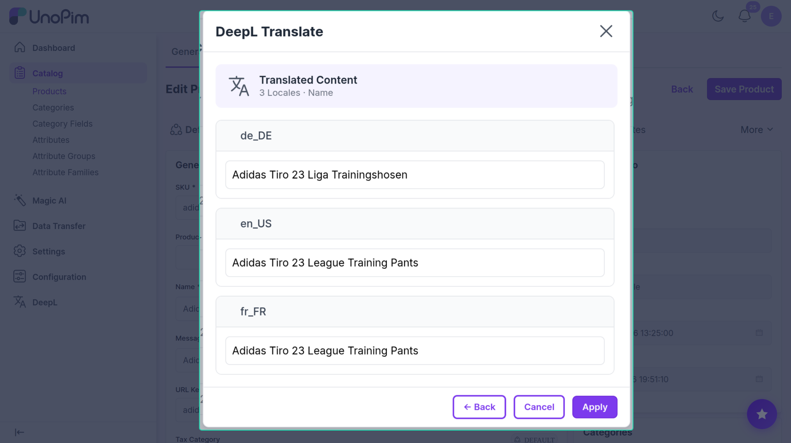 Preview translated text before saving