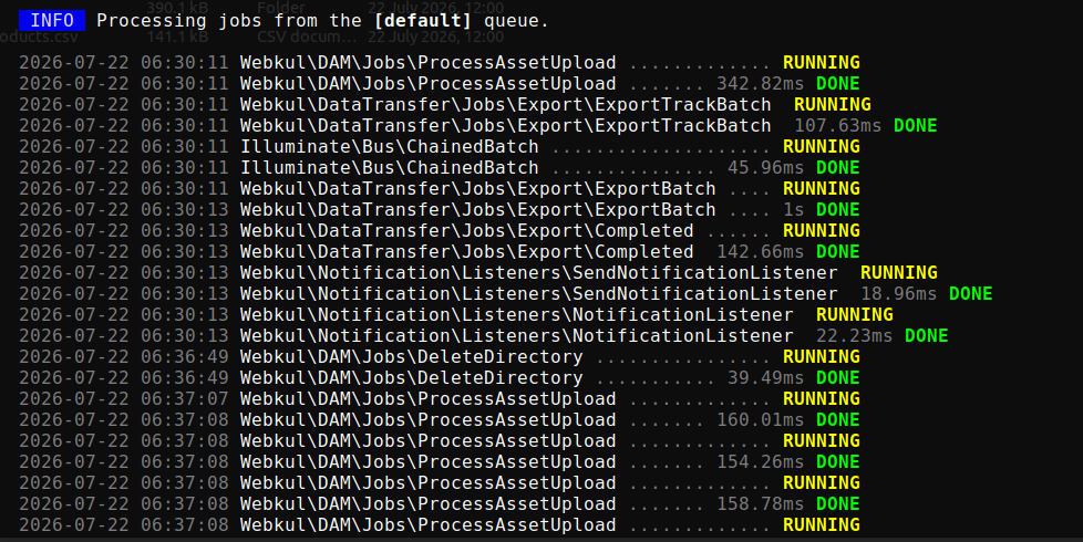 DAM showing the background progress bar and running message during a large directory copy