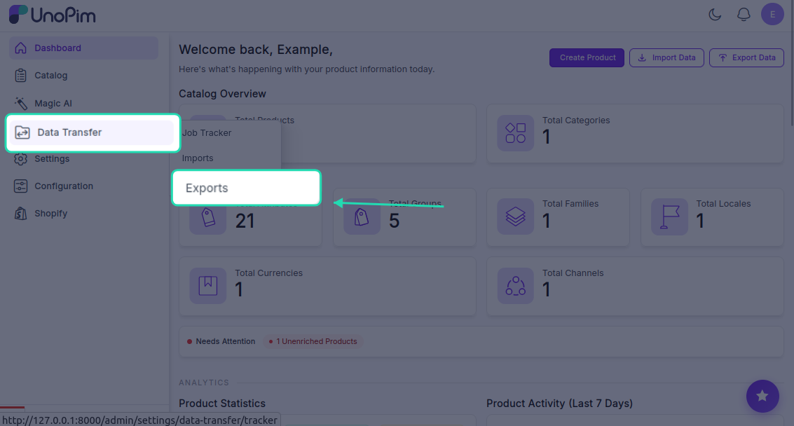 Create Export Profile Button