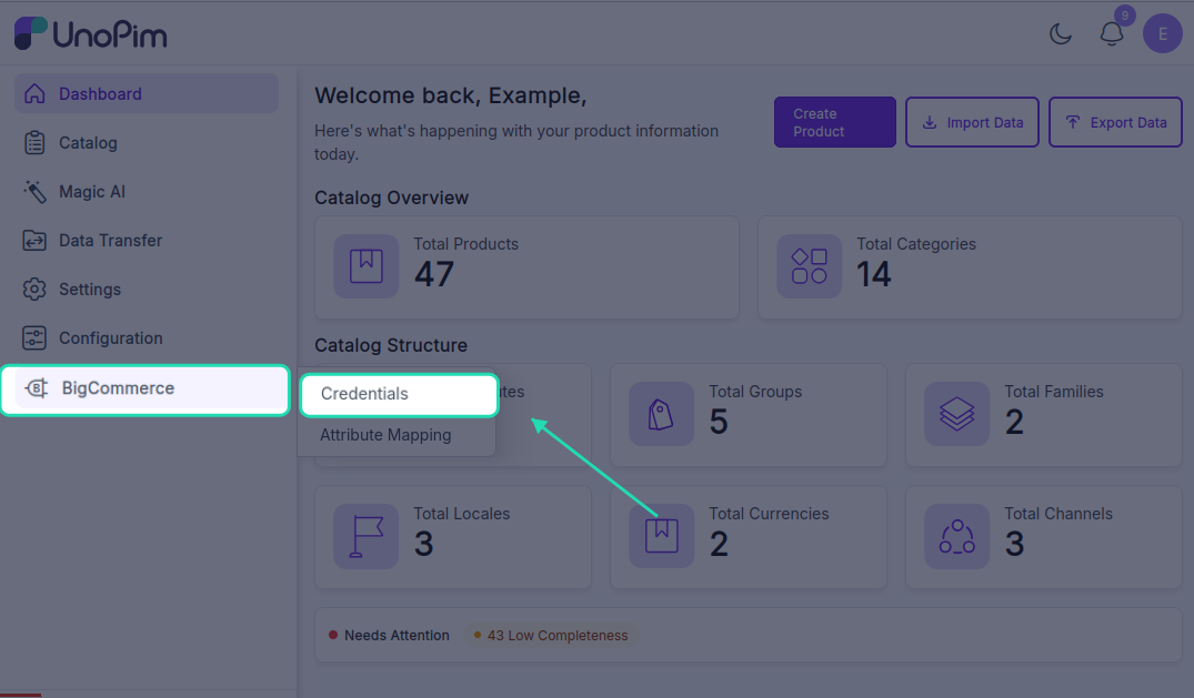 BigCommerce credentials list