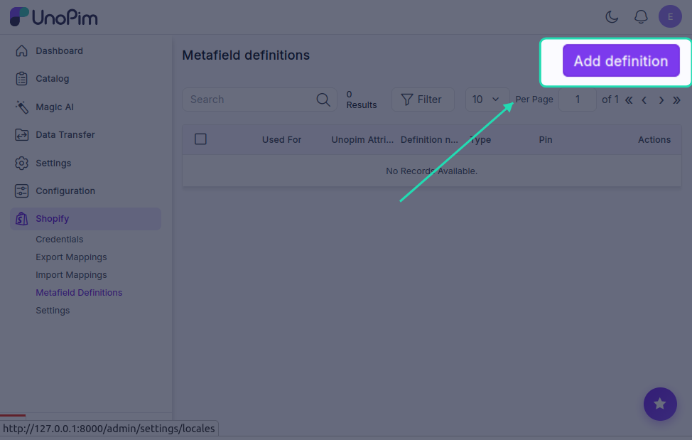 Add Definition Button