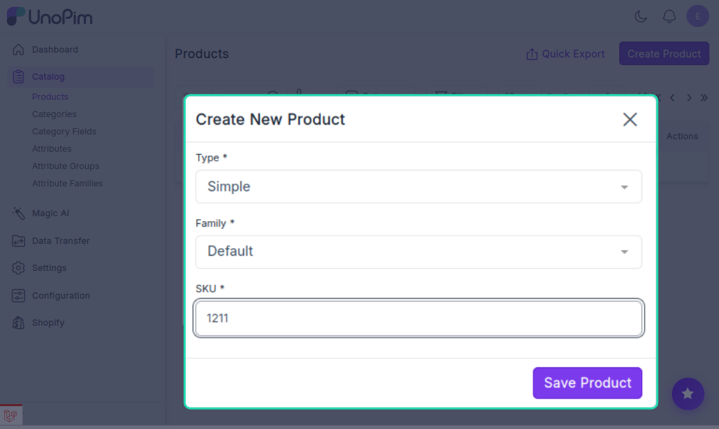 Product Type Selection