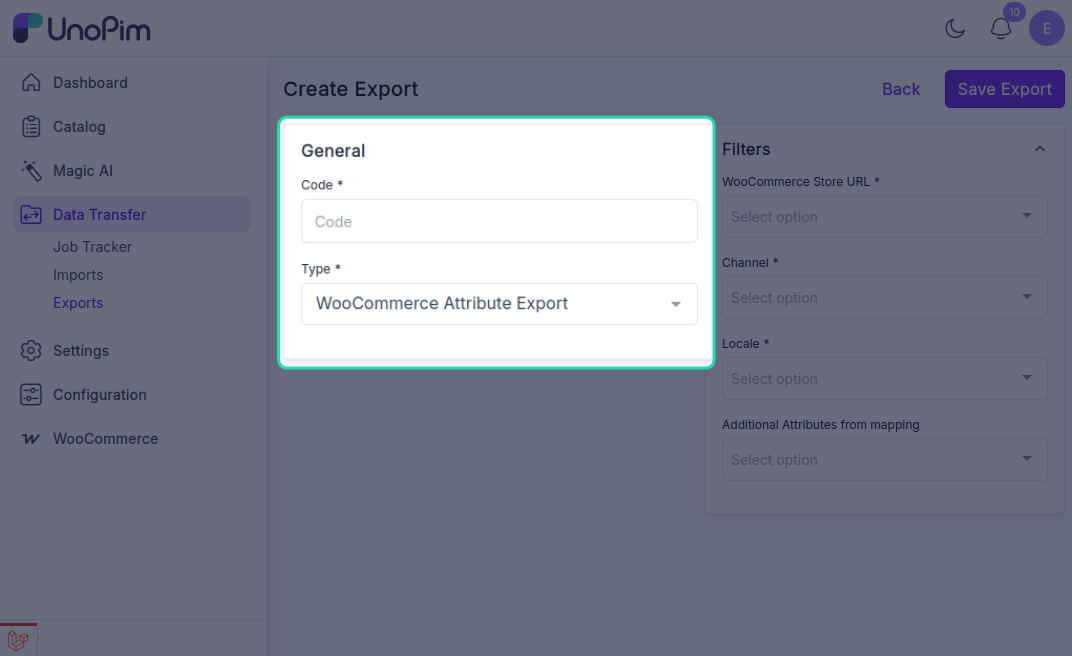 Attribute Export Job