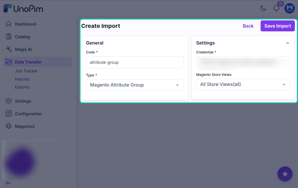 Select Import Type