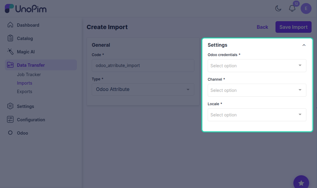 Import Settings