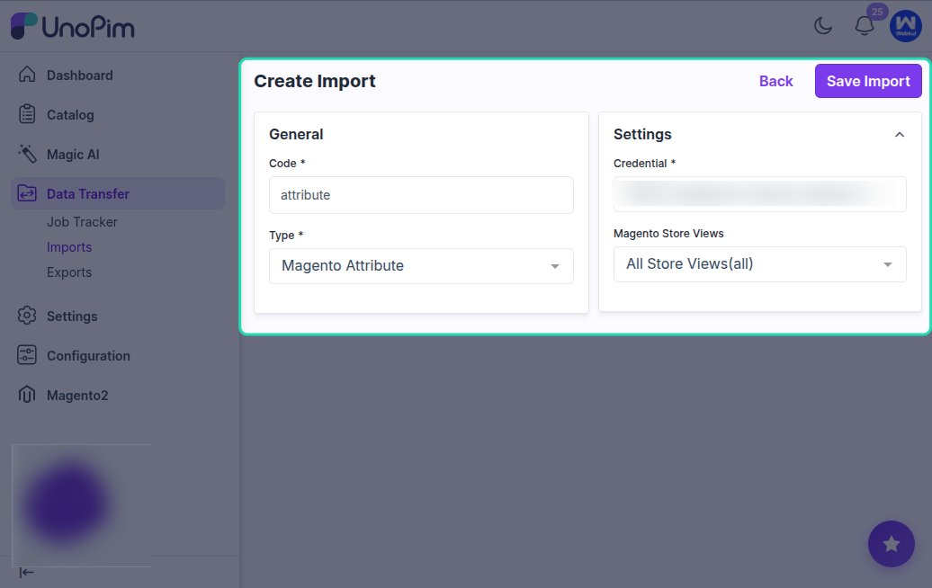 Select Import Type