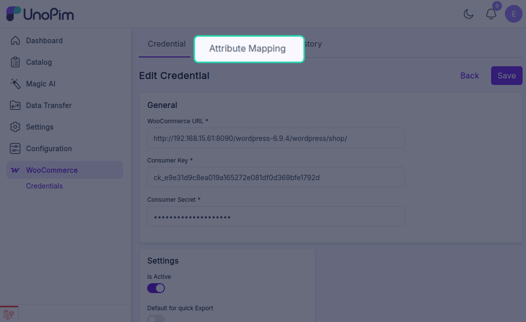 Attribute Mapping Navigation