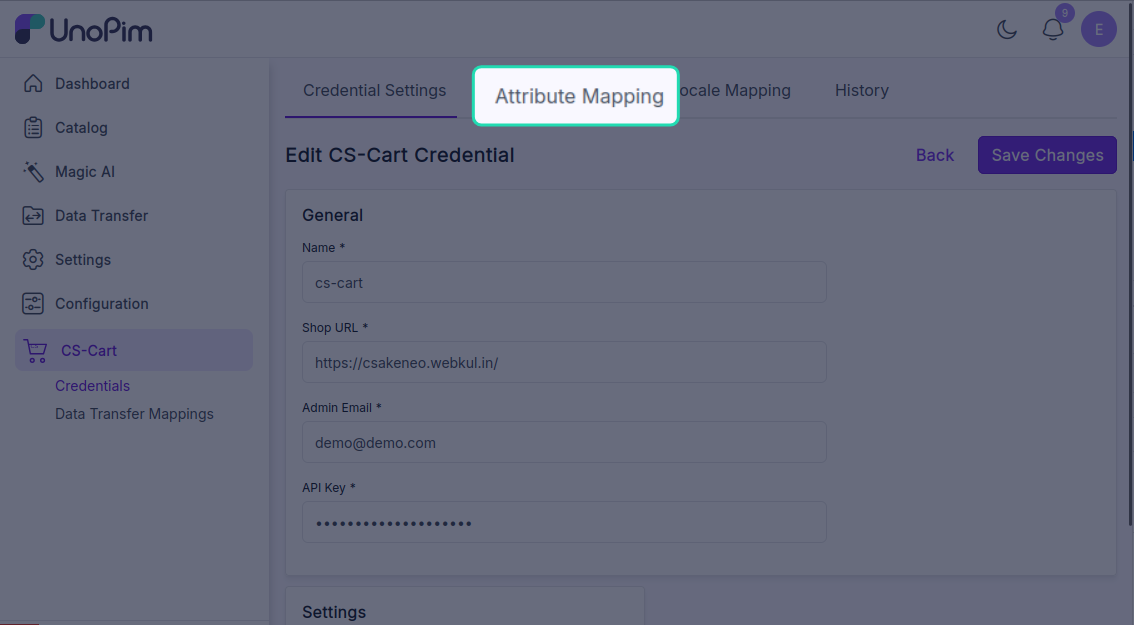 Attribute Mapping tab