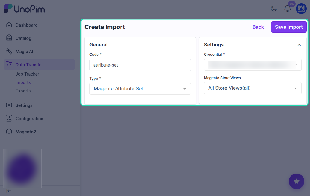 Select Import Type