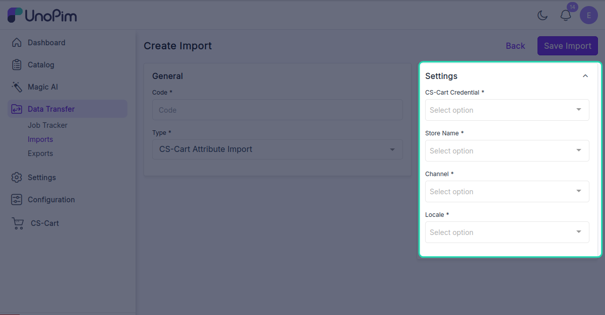 Import profile filters