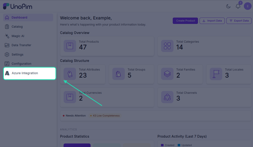 Azure Integration Menu