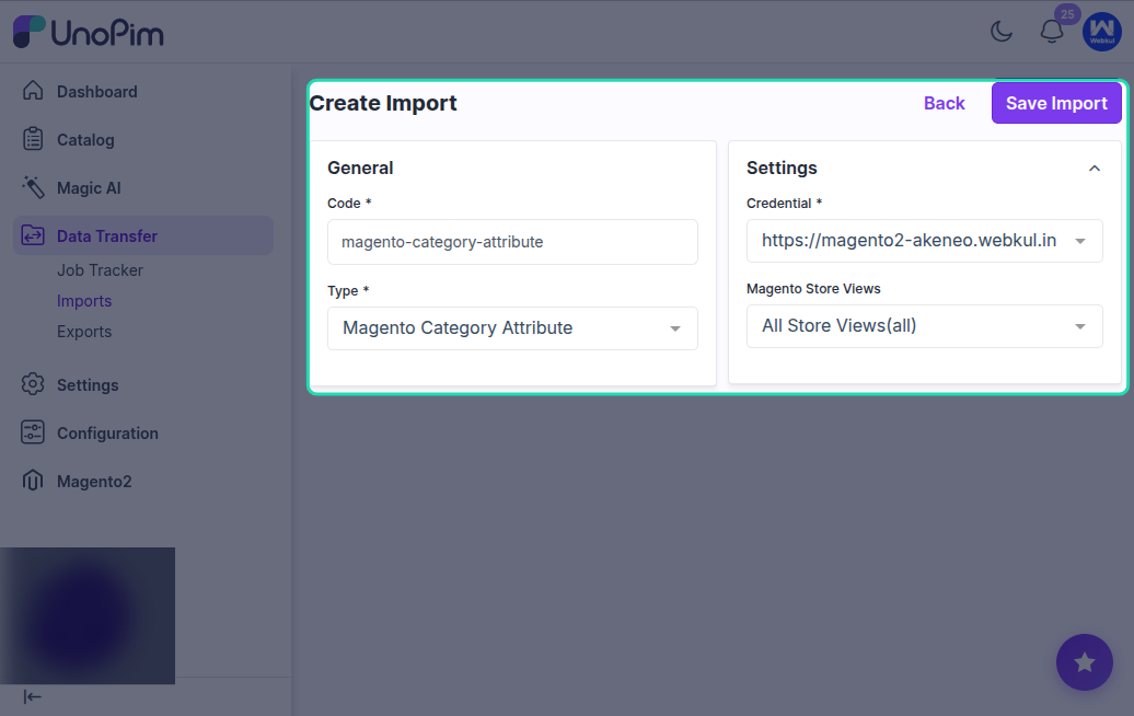 Select Import Type