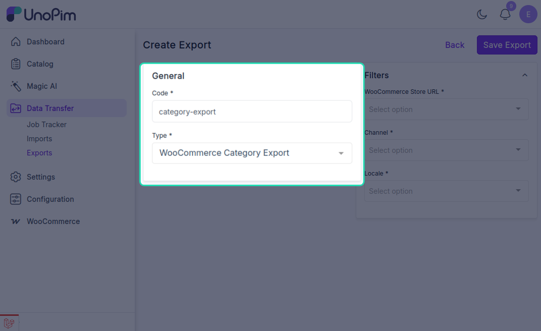 Category Export Job