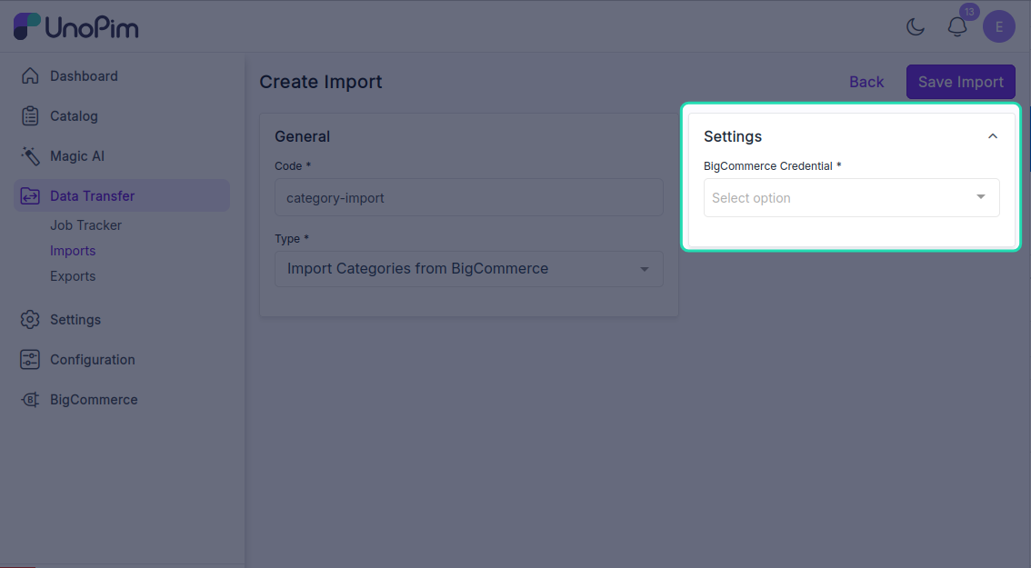 Import profile filters