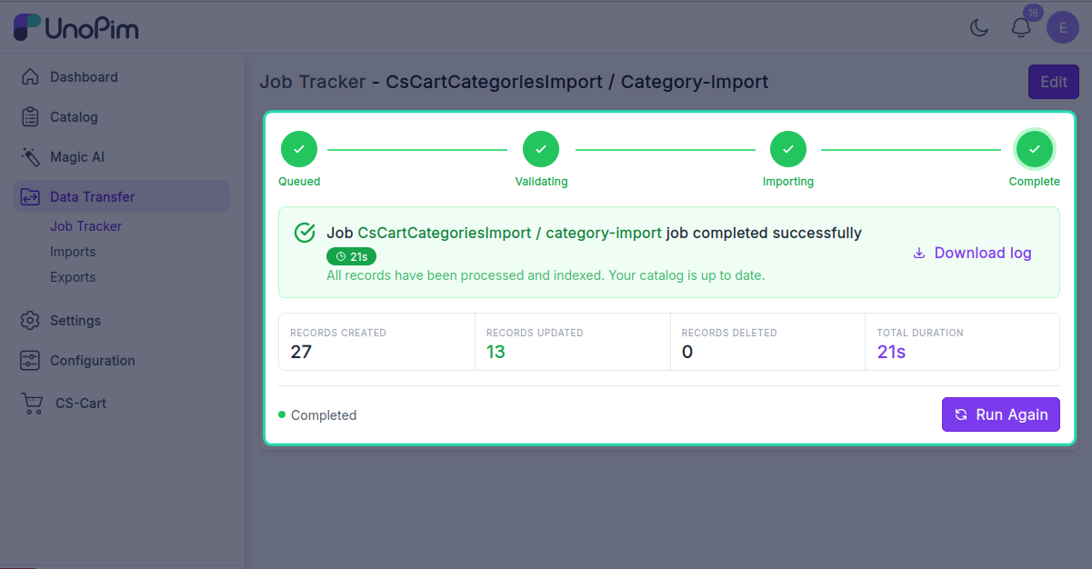 Tracker import progress