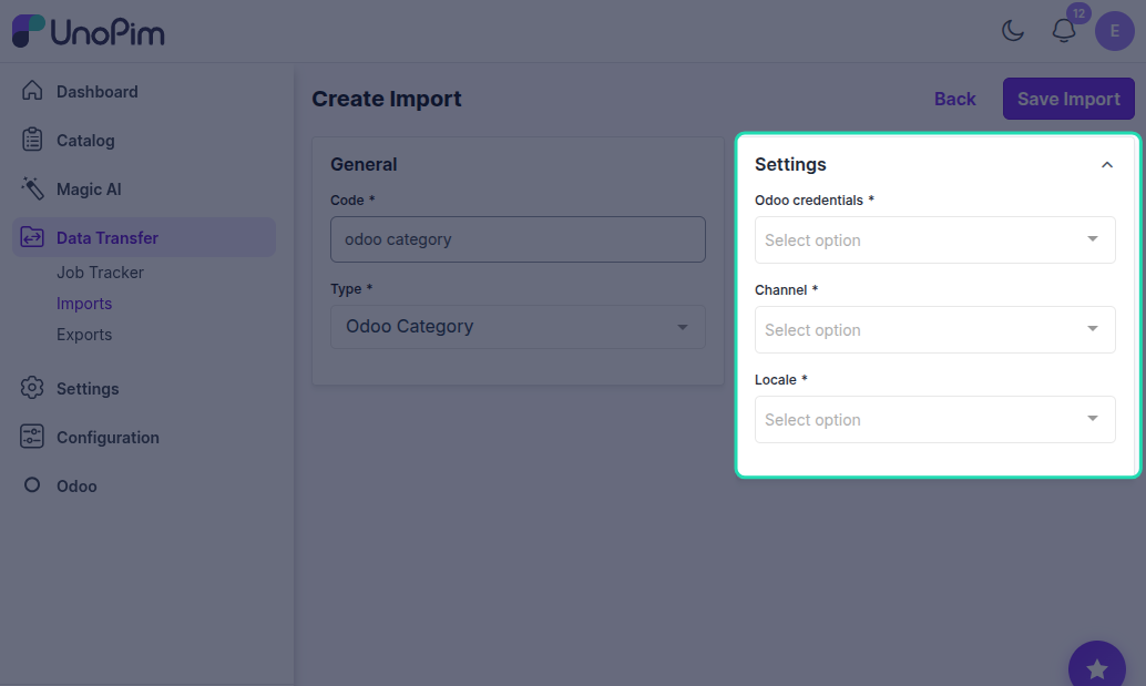 Import Settings