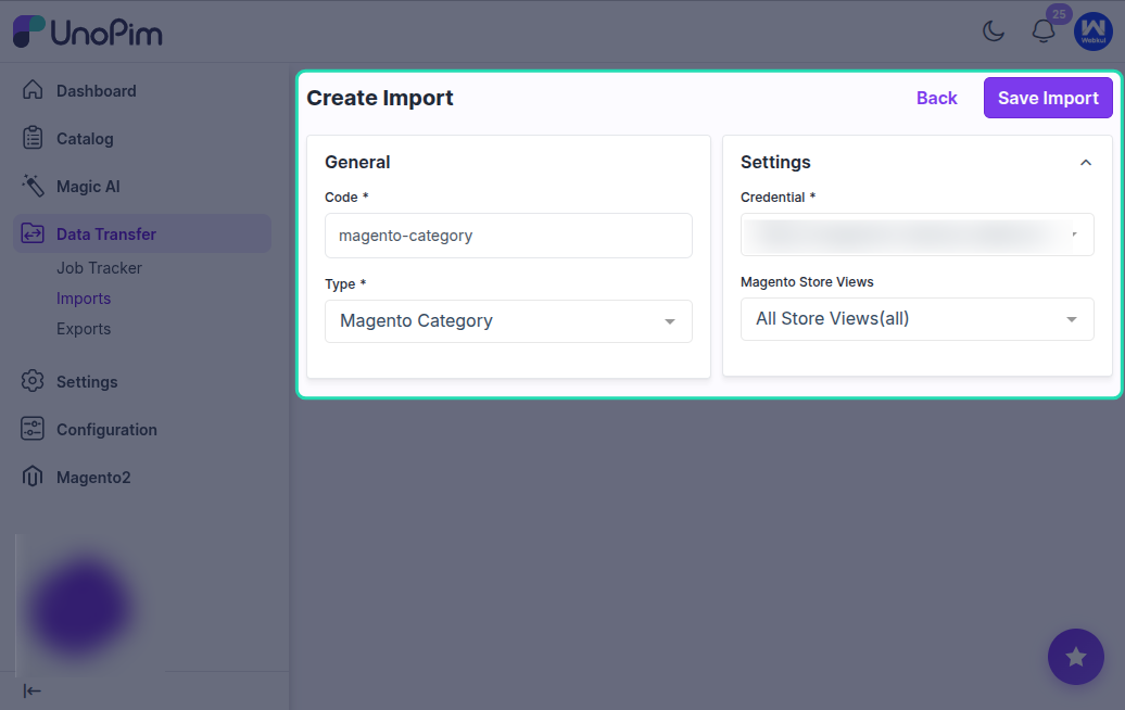 Select Import Type