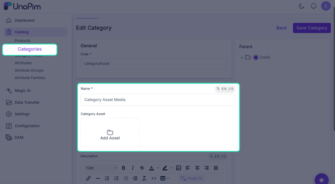 Category Asset Field