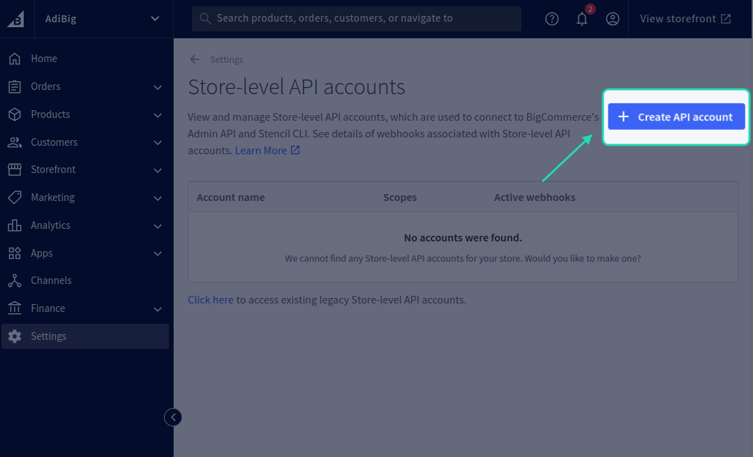 Create BigCommerce API account