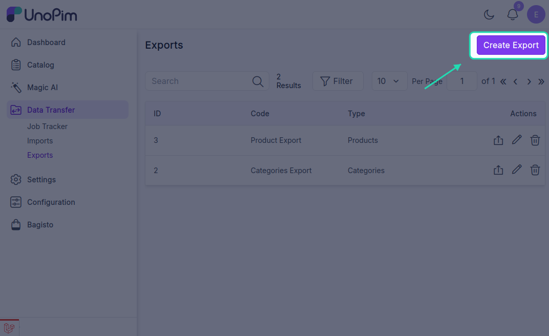 Create Export Job