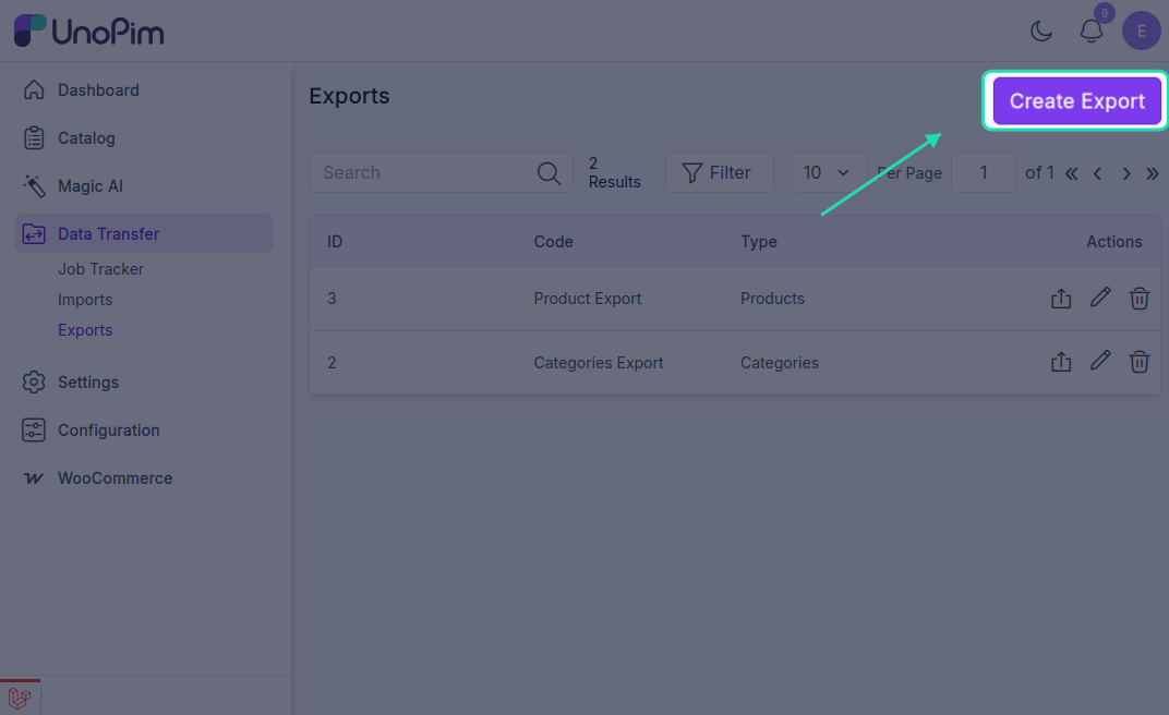 Create Export Job