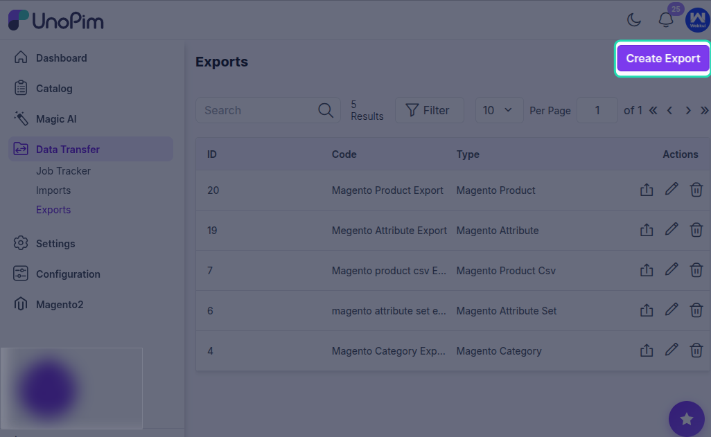 Create Export Profile