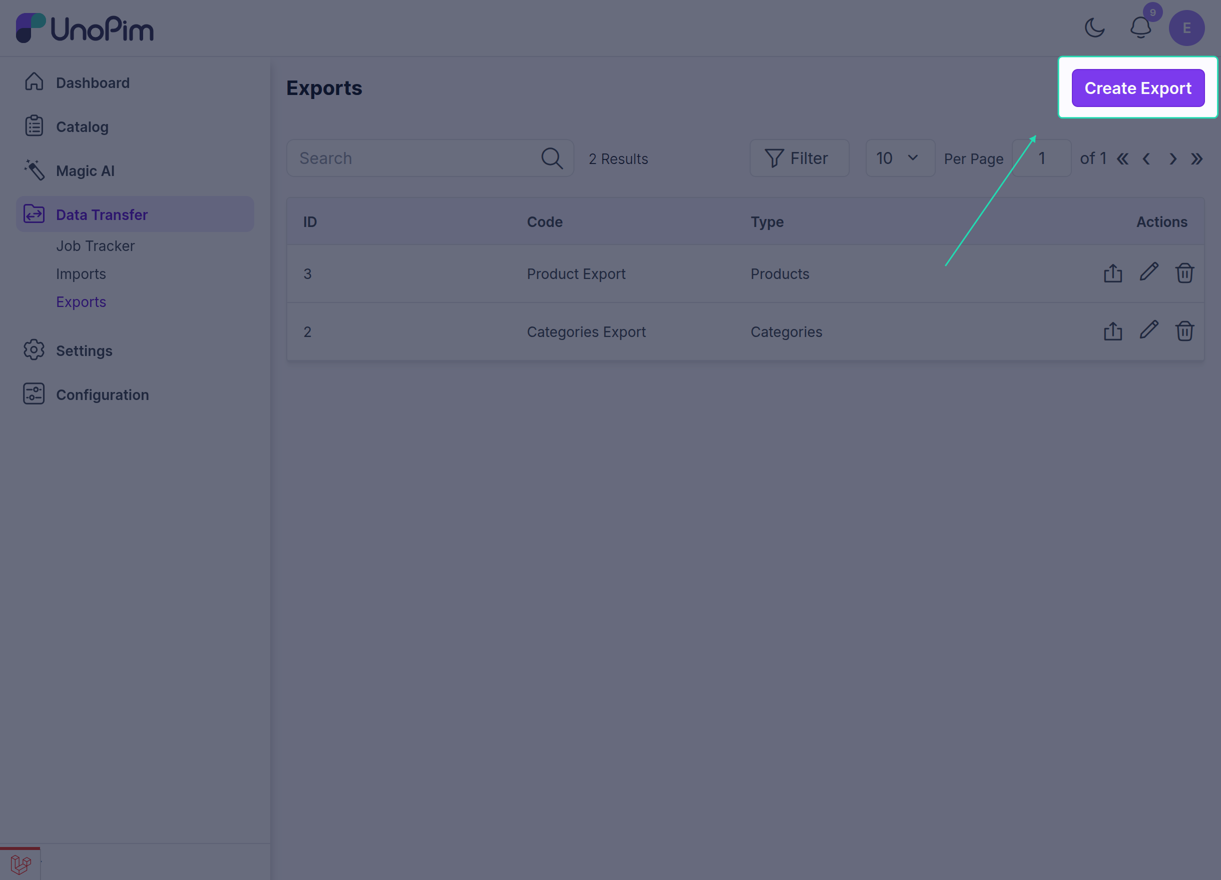 Create Export Button