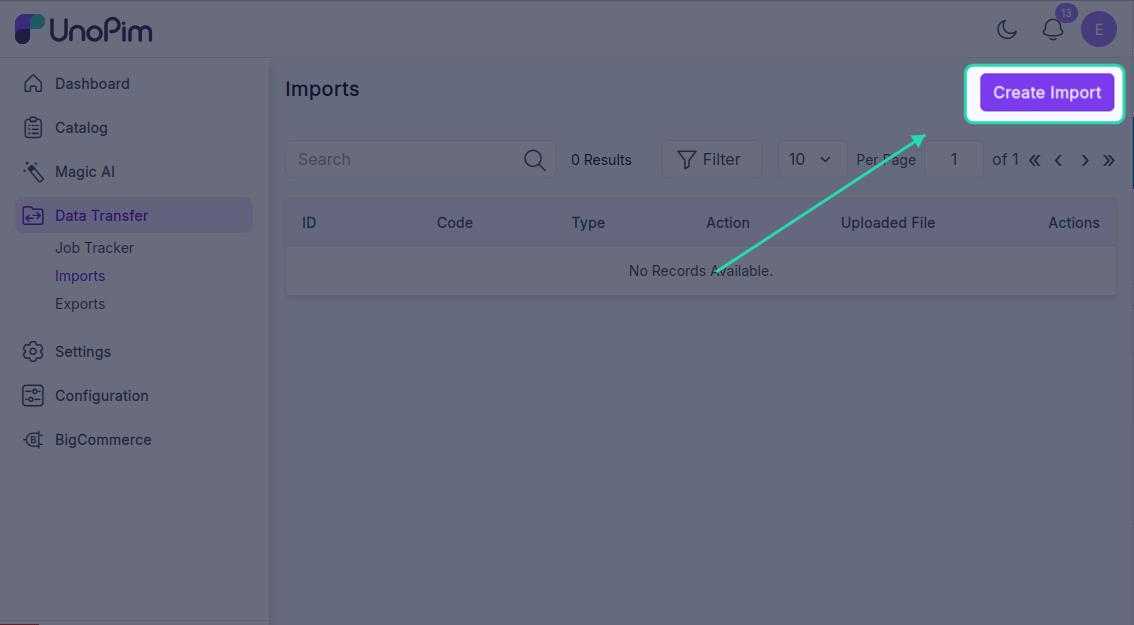 Create import profile form