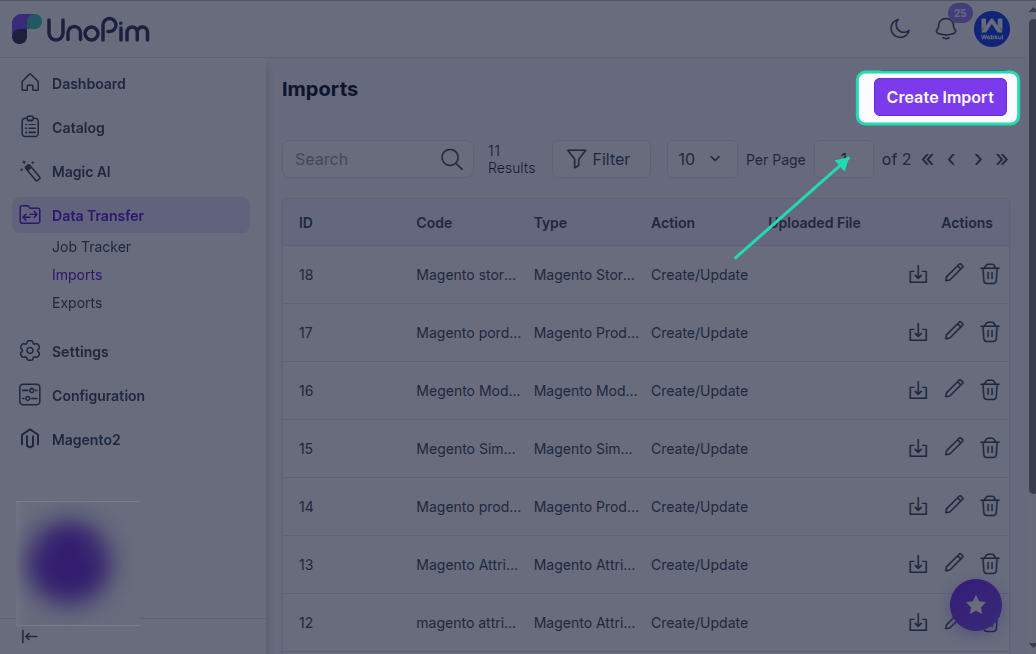 Select Import Type