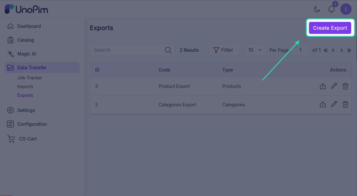 Create export profile form