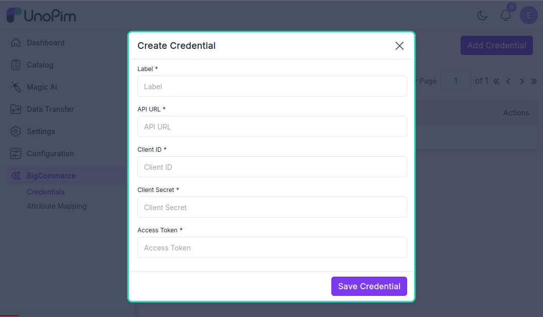 credential form