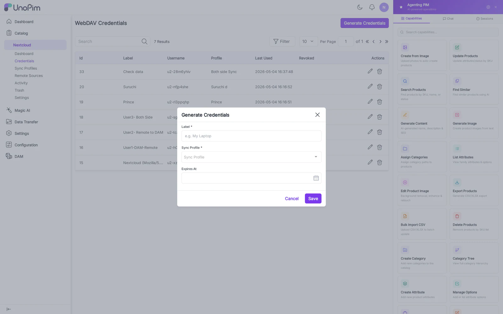 Create credential