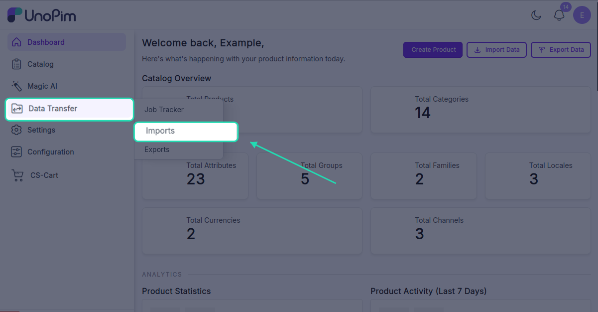 Create import profile page