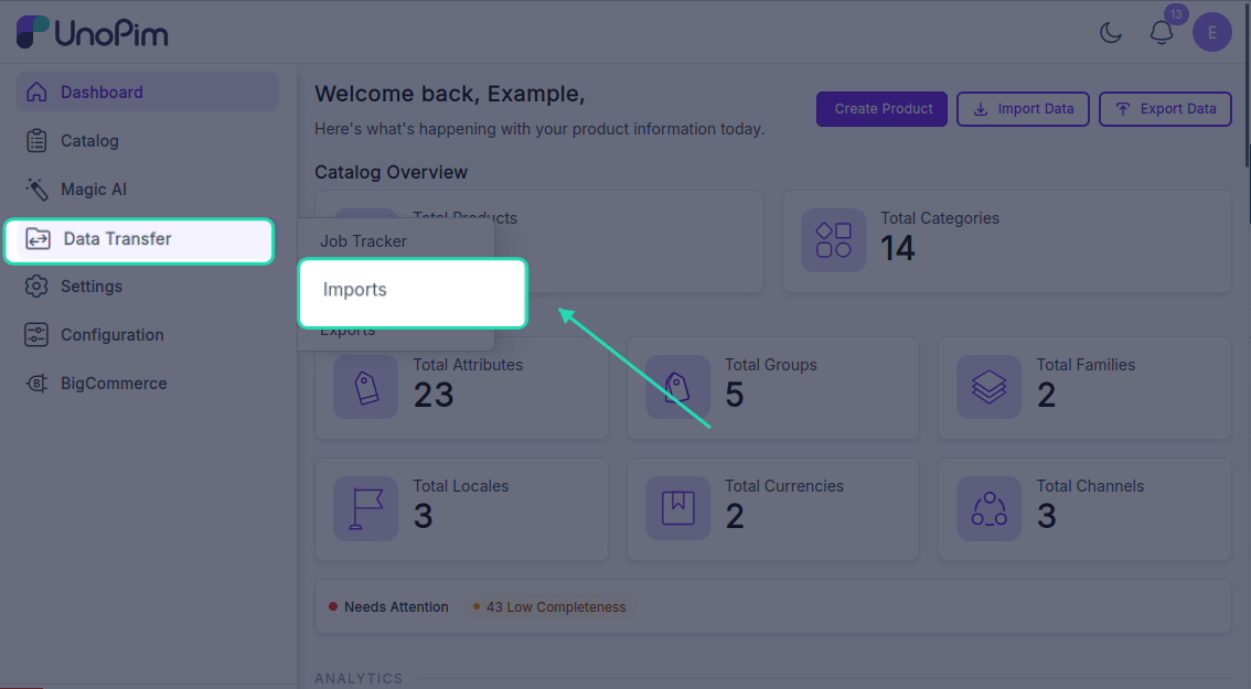 Create import profile page