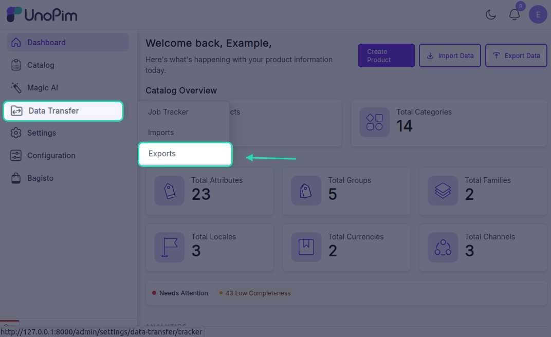Exports Navigation