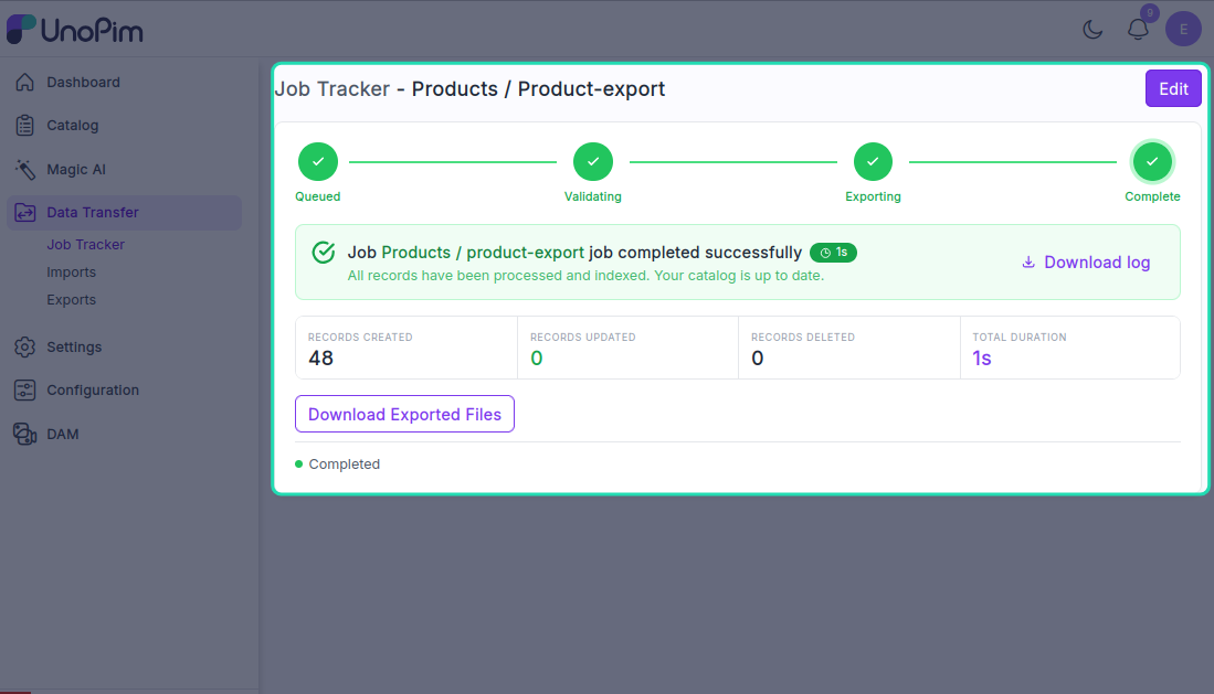 Export Completed
