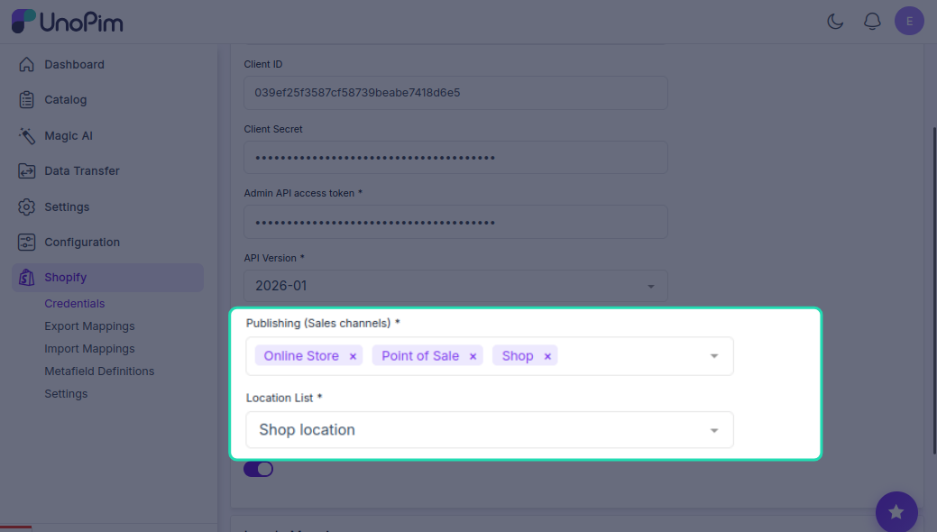 Credential Edit Screen