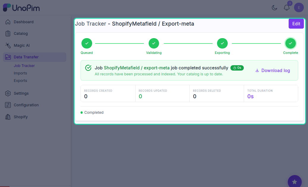 Export Progress