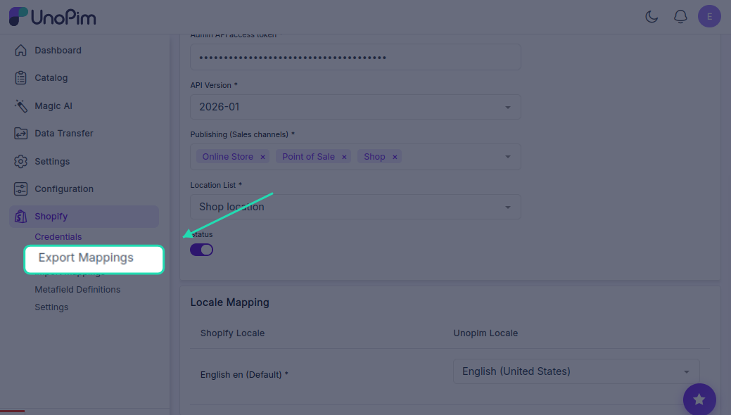 Export Mappings Tab