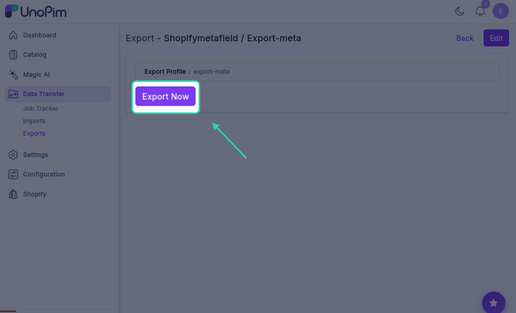 Export Now Button