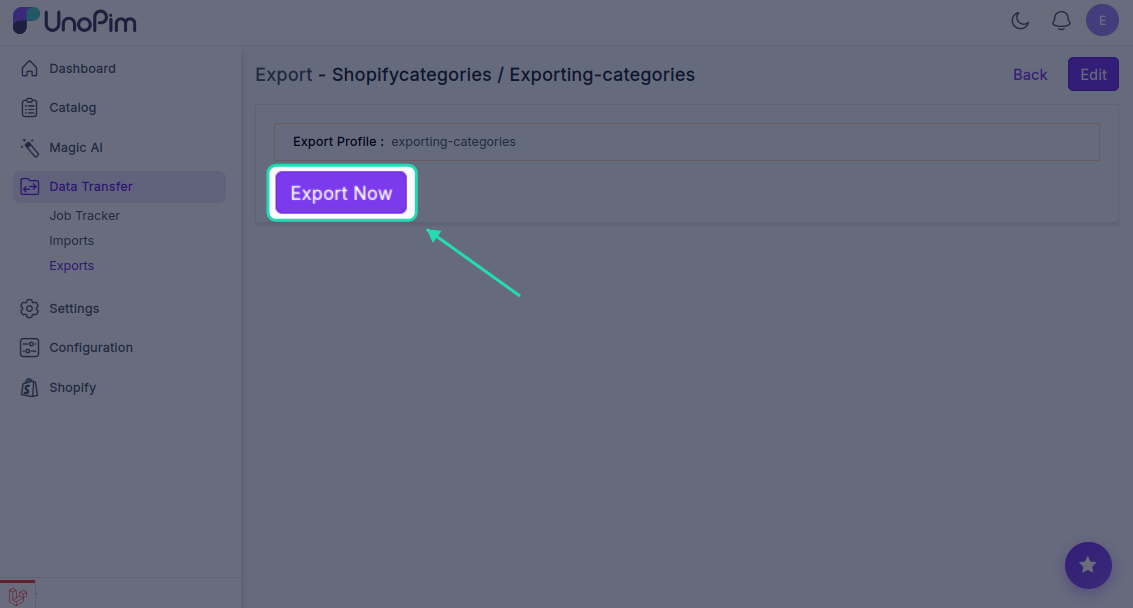 Export Now Button