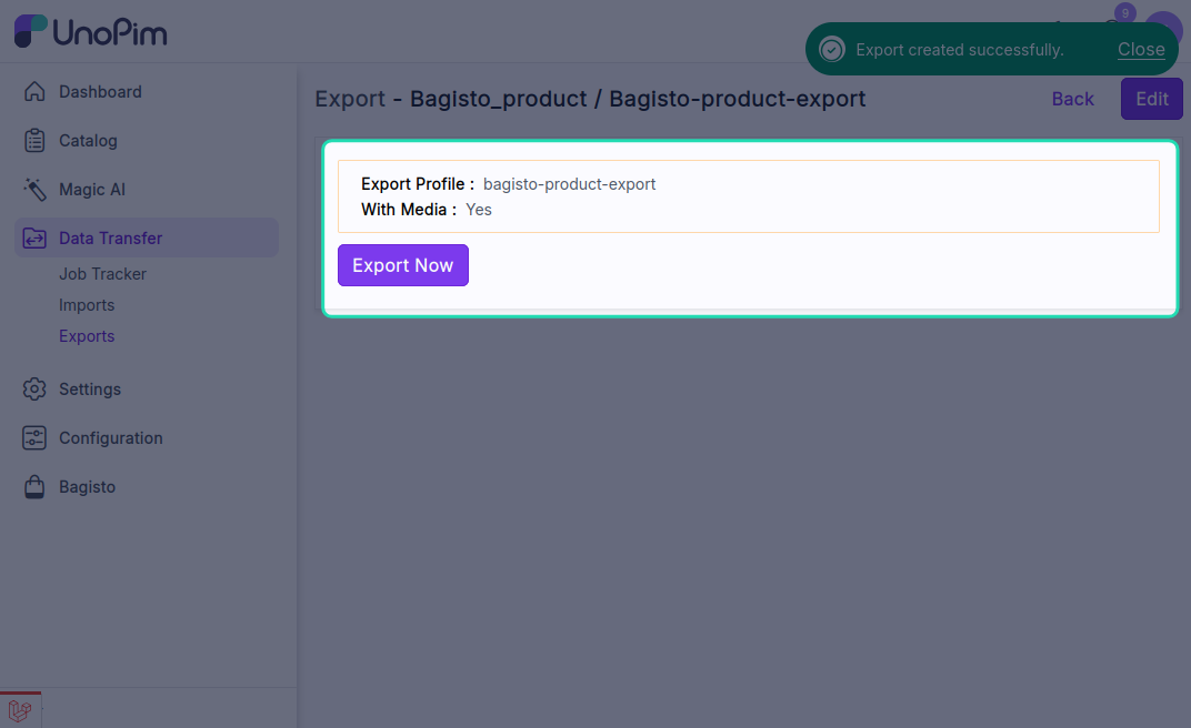 Run Export Job