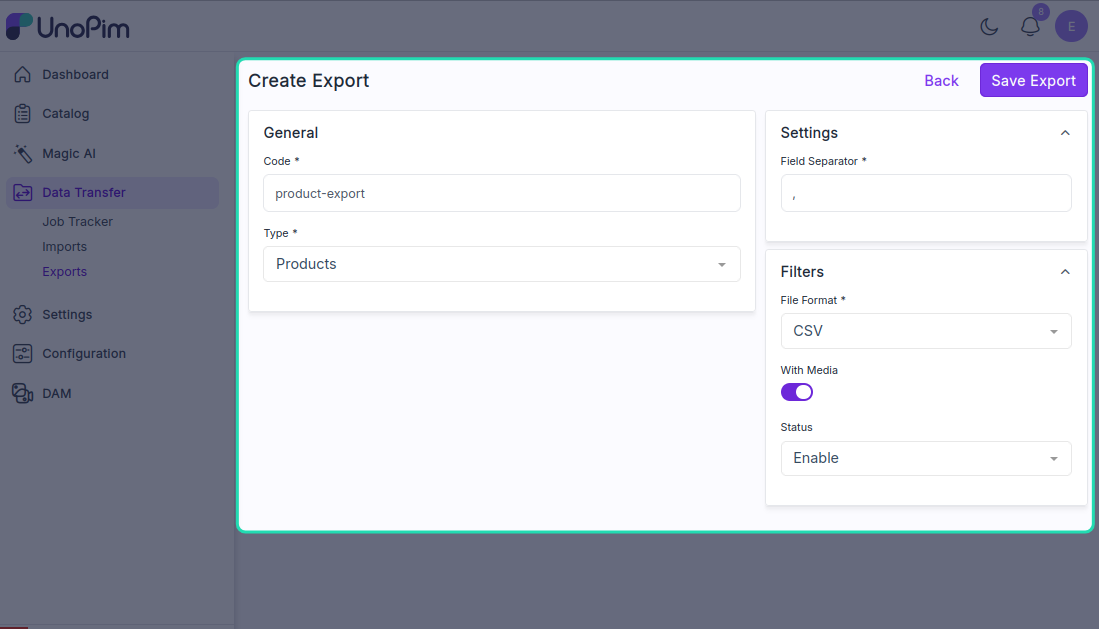 Export Profile Details