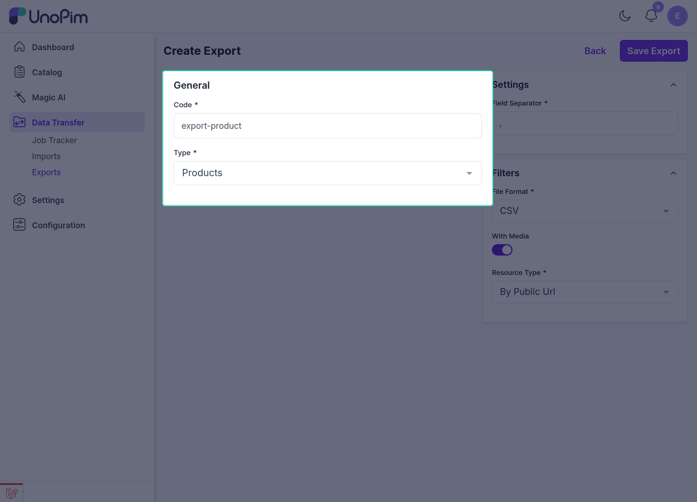 General Export Settings