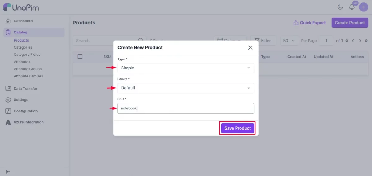 Product Creation Form