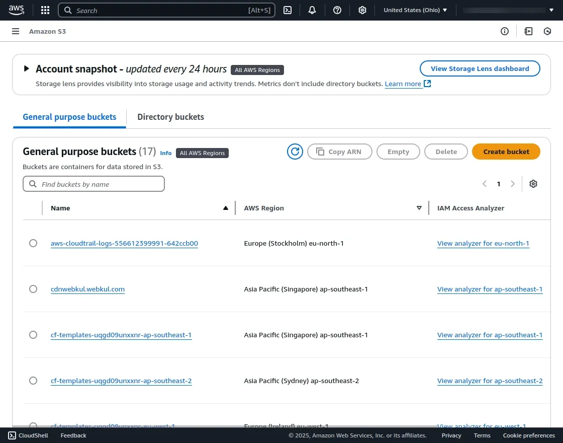 Amazon S3 Dashboard
